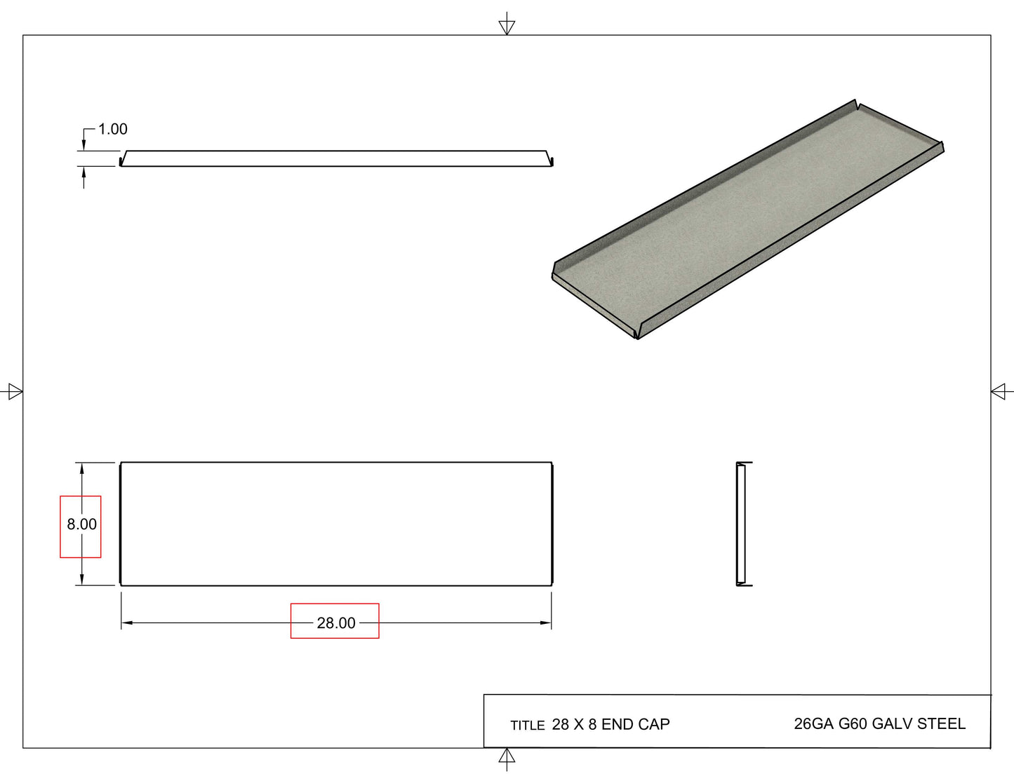28x8 End Cap Drawing