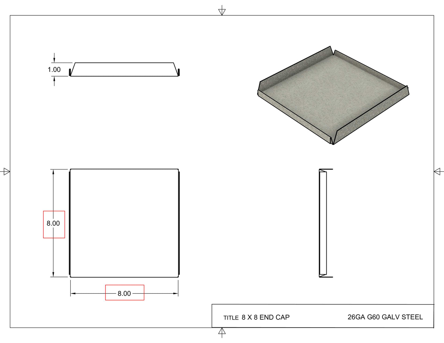 8x8 End Cap Drawing