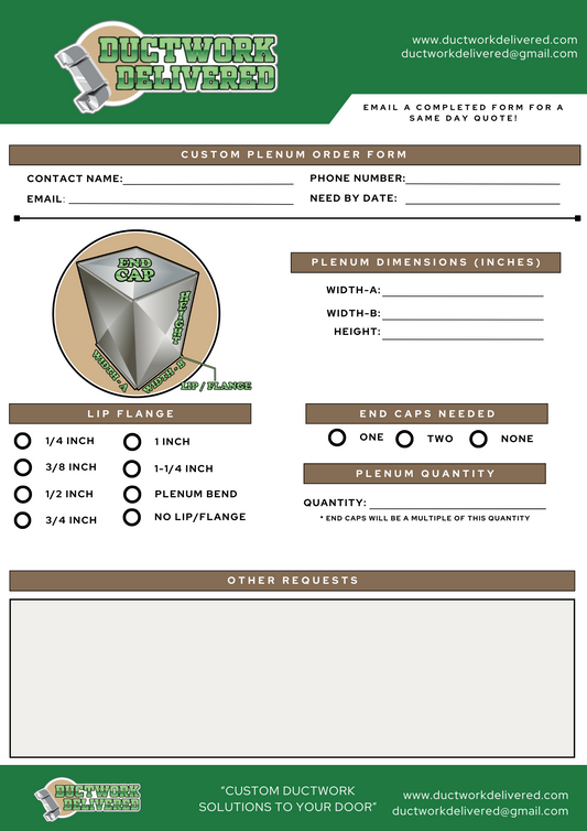 The Custom Plenum Process (Ordering Through Ductwork Delivered)