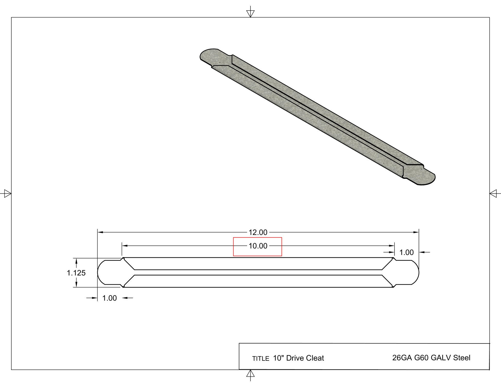 10 in sheet metal drive cleat