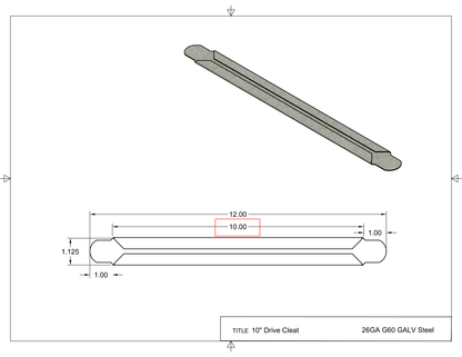 10 in sheet metal drive cleat