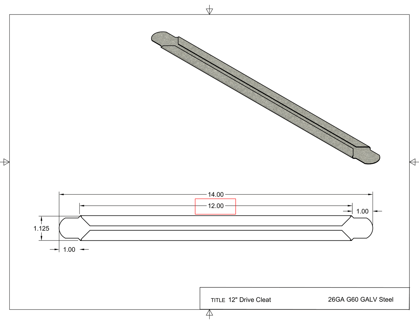 12 in sheet metal drive cleat