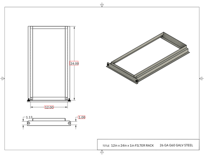 12x24x1 Filter Rack Drawing