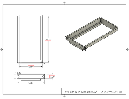 12x24x2 Filter Rack Drawing