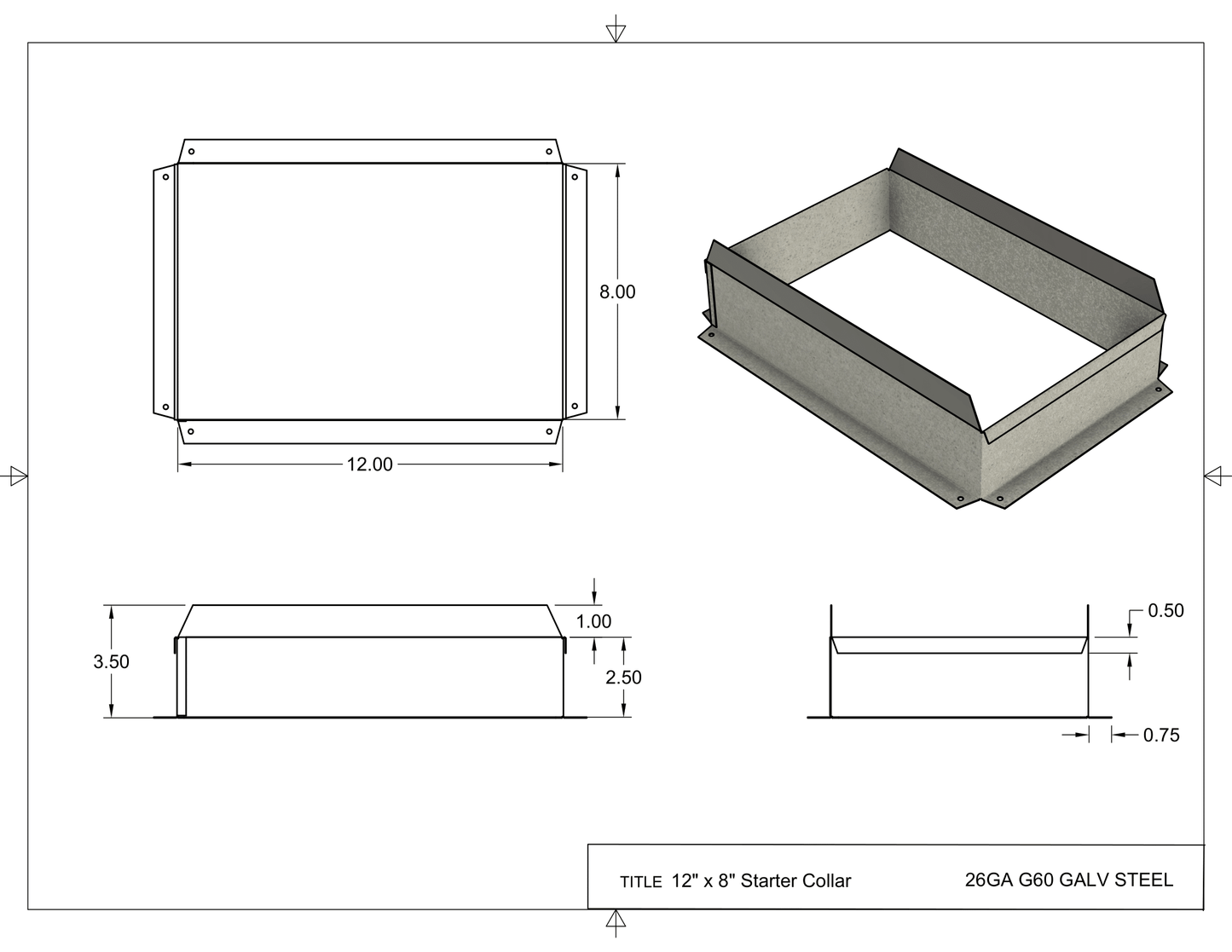 12 by 8 HVAC Starter Collar