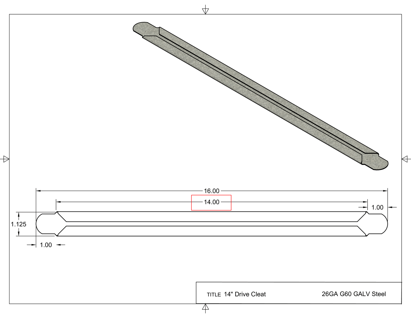 14 in sheet metal drive cleat