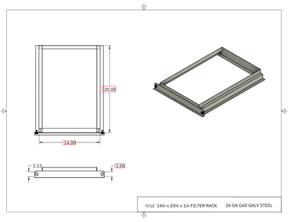 14x20x1 Filter Rack Drawing