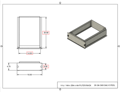 14x20x4 Filter Rack Drawing
