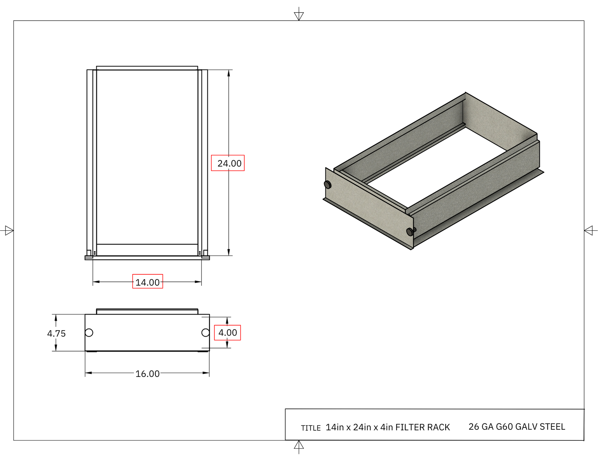14x24x4 Filter Rack Drawing