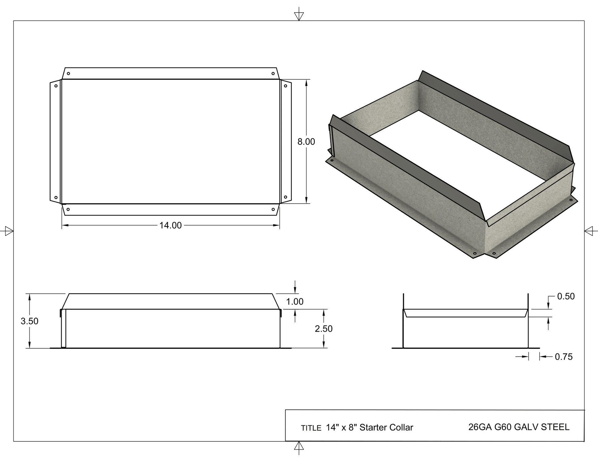 14 by 8 inch HVAC Starter Collar