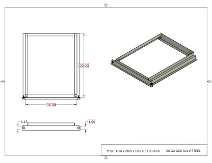 16x20x1 Filter Rack Drawing