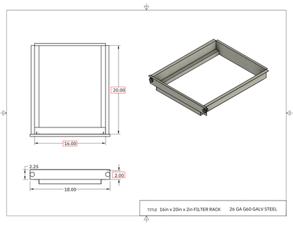 16x20x2 Filter Rack Drawing