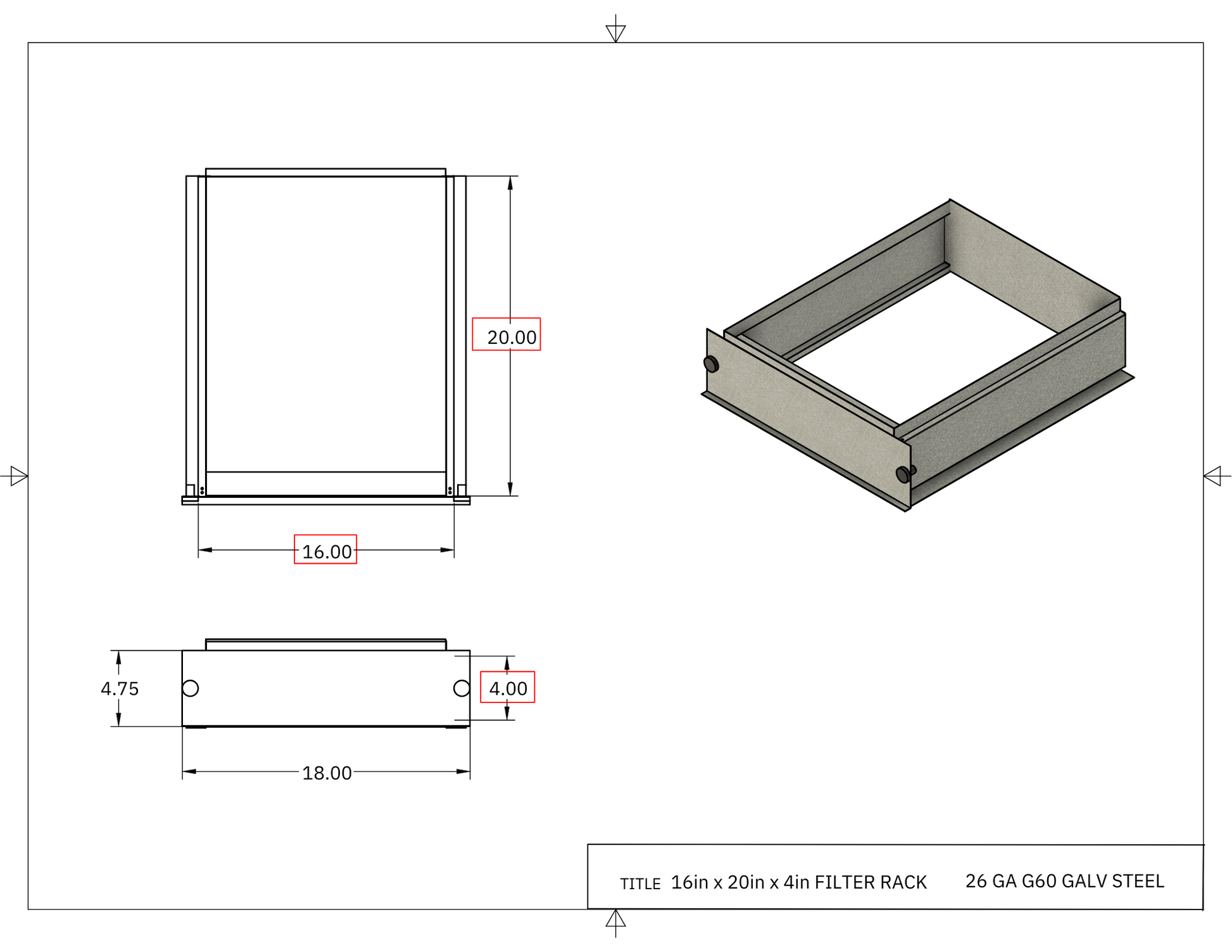 16x20x4 Filter Rack Drawing