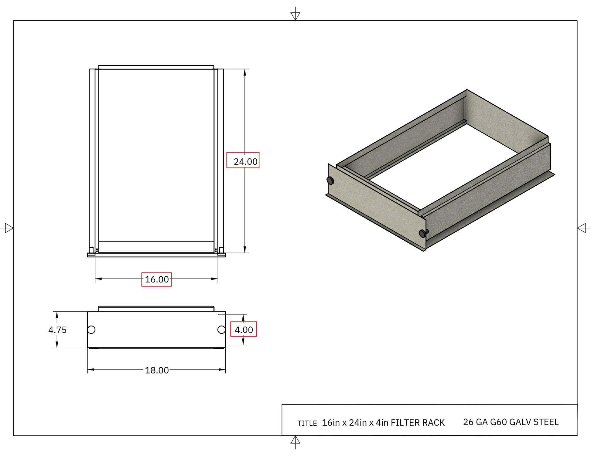 16x24x4 Filter Rack Drawing