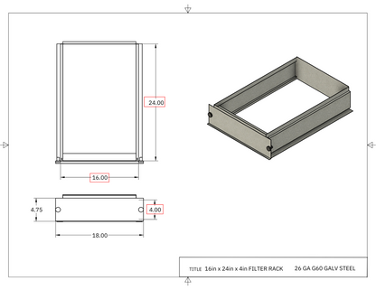 16x24x4 Filter Rack Drawing