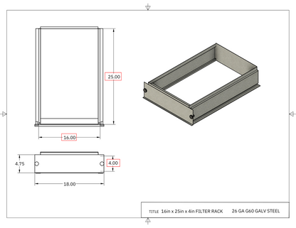 16x25x4 Filter Rack Drawing
