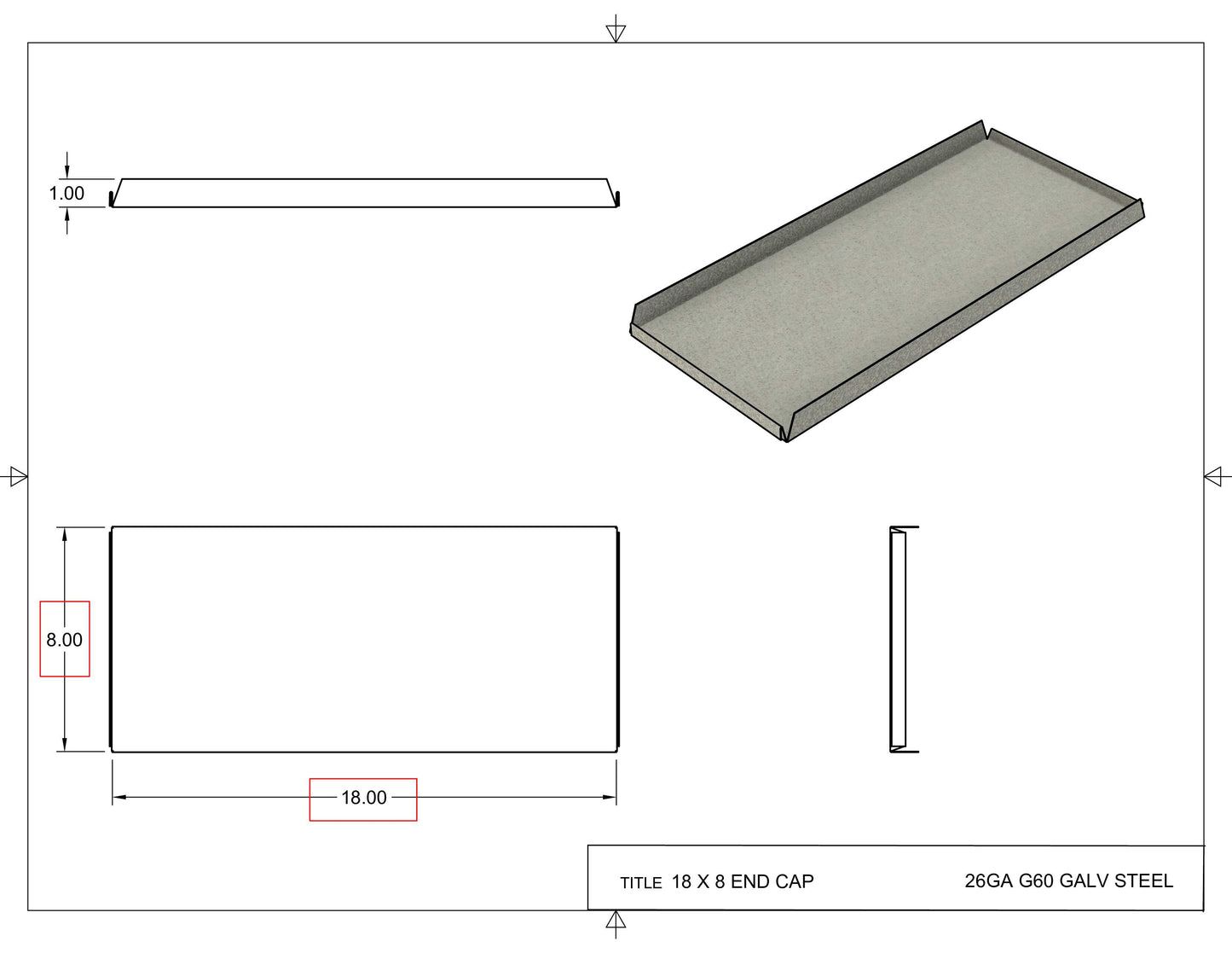 18x8 End Cap Drawing