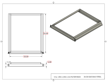 20x24x1 Filter Rack Drawing