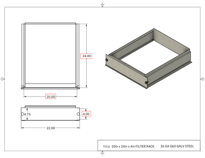 20x24x4 Filter Rack Drawing