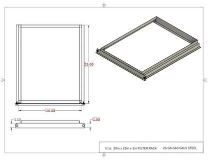20x25x1 Filter Rack Drawing