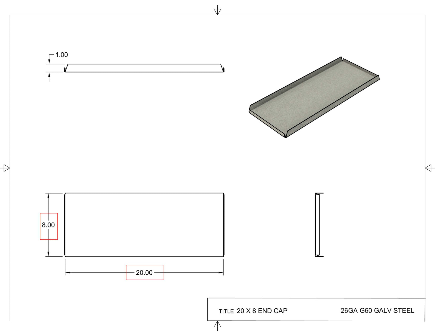 20x8 End Cap Drawing