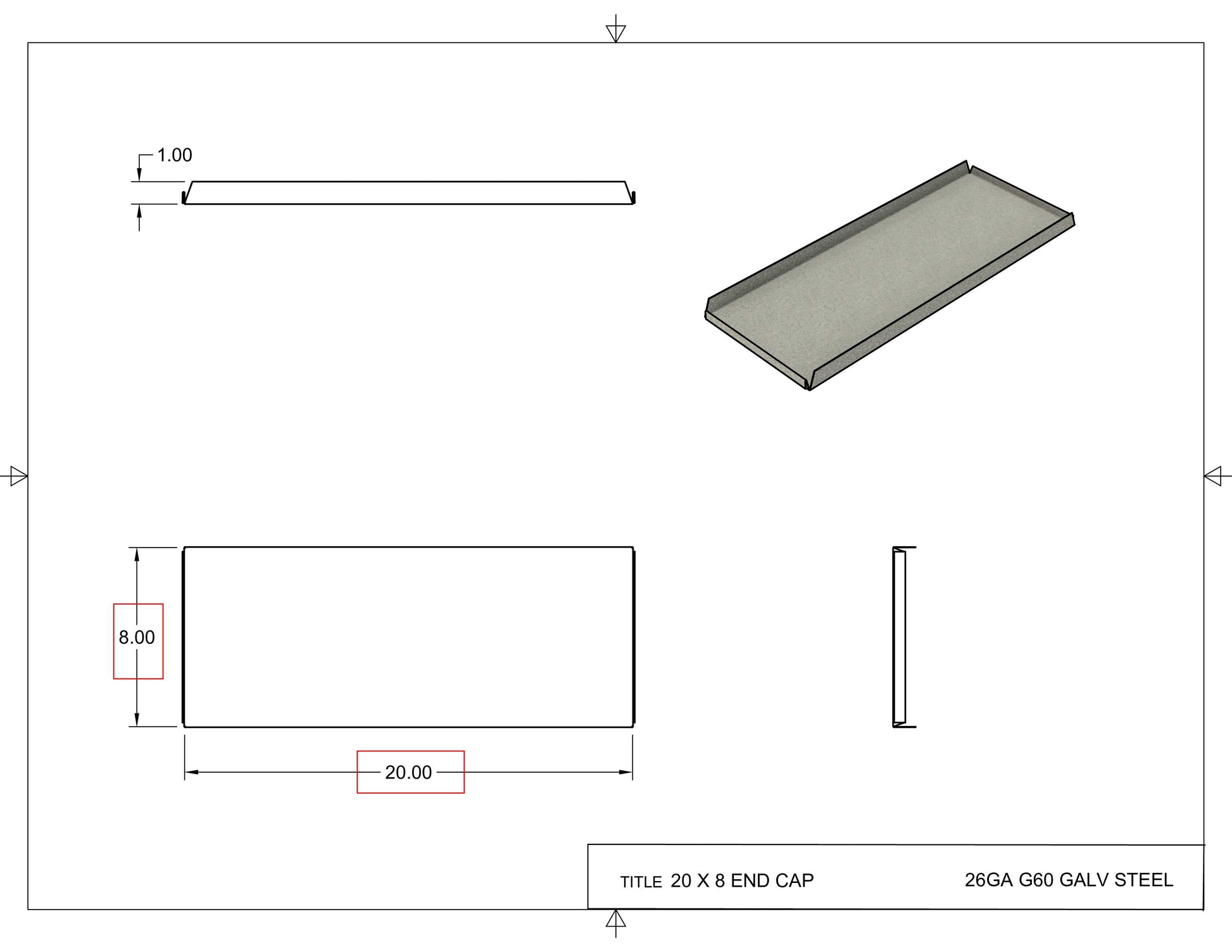 20x8 End Cap Drawing