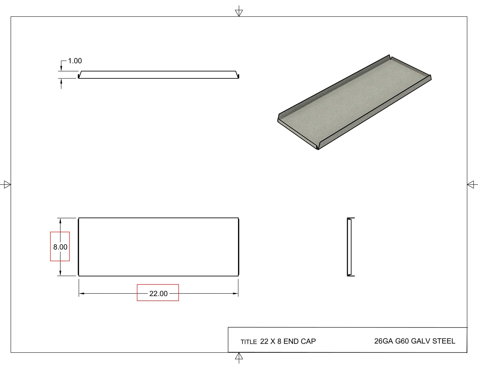 22x8 End Cap Drawing