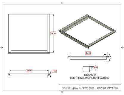24x24x1 Captured Filter Rack Drawing