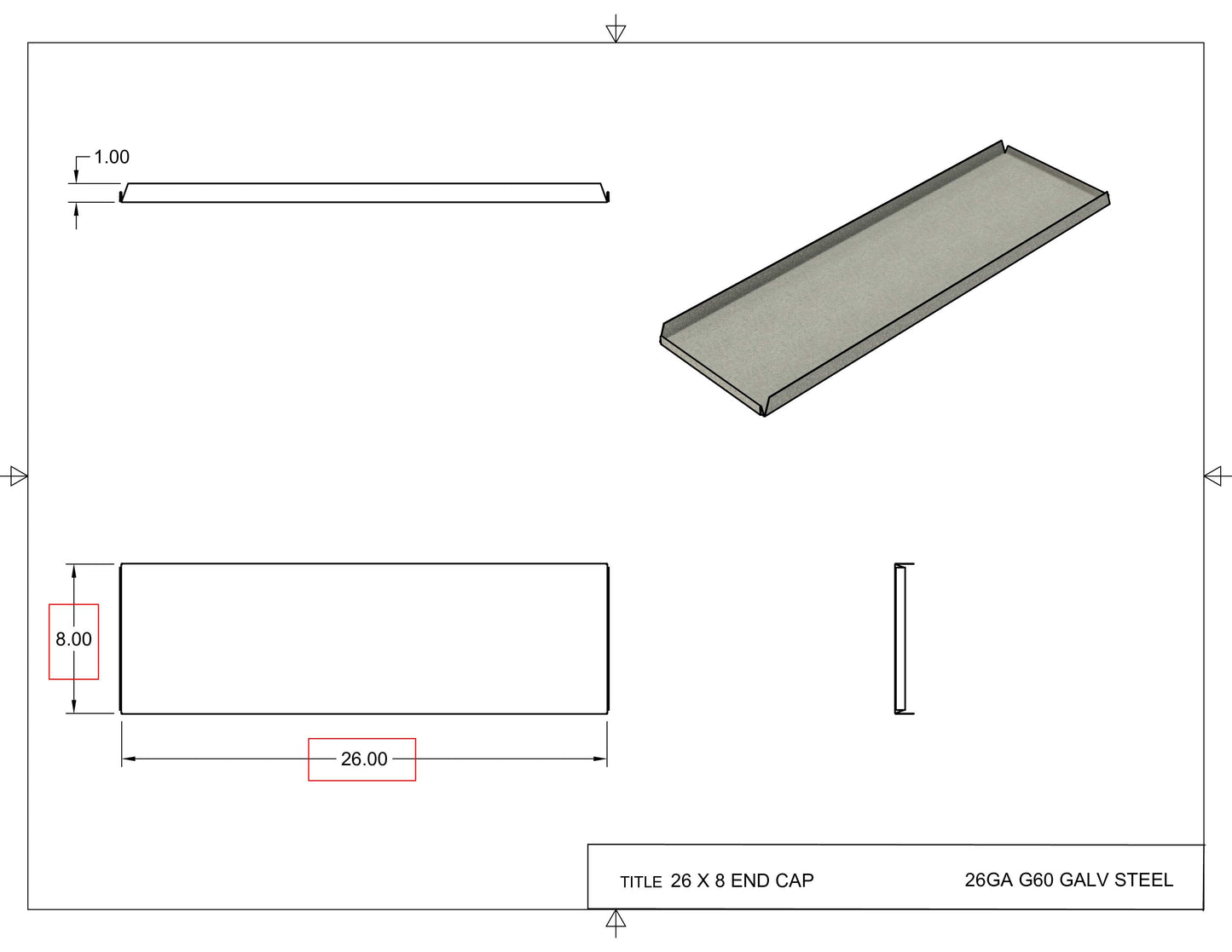 26x8 End Cap Drawing