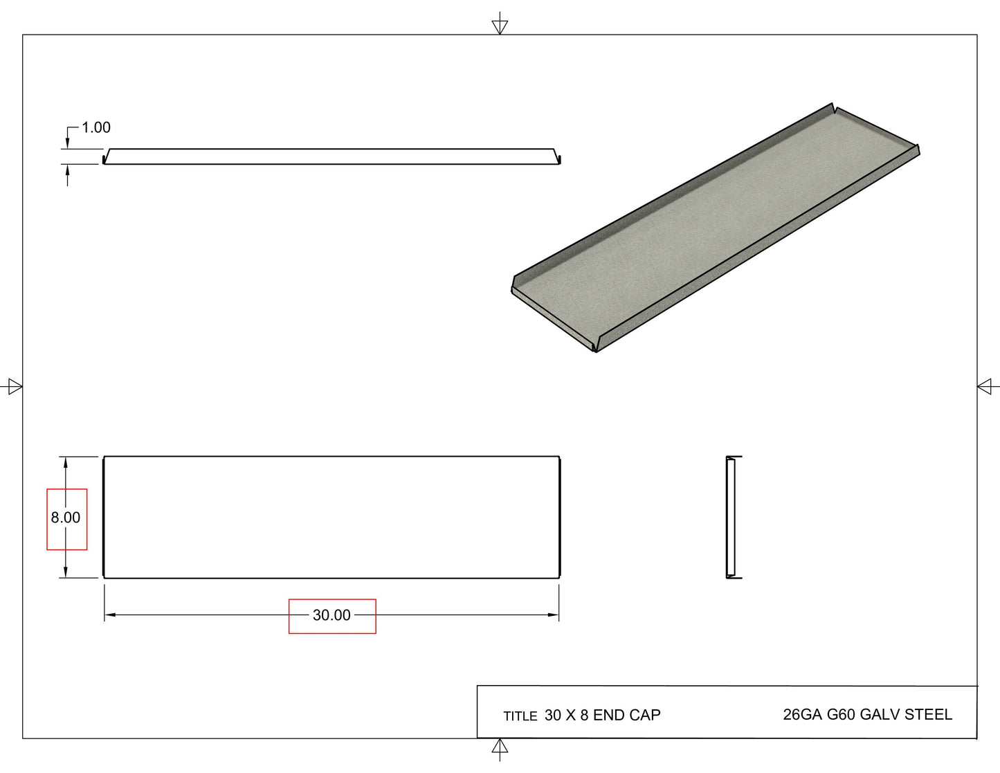 30x8 End Cap Drawing