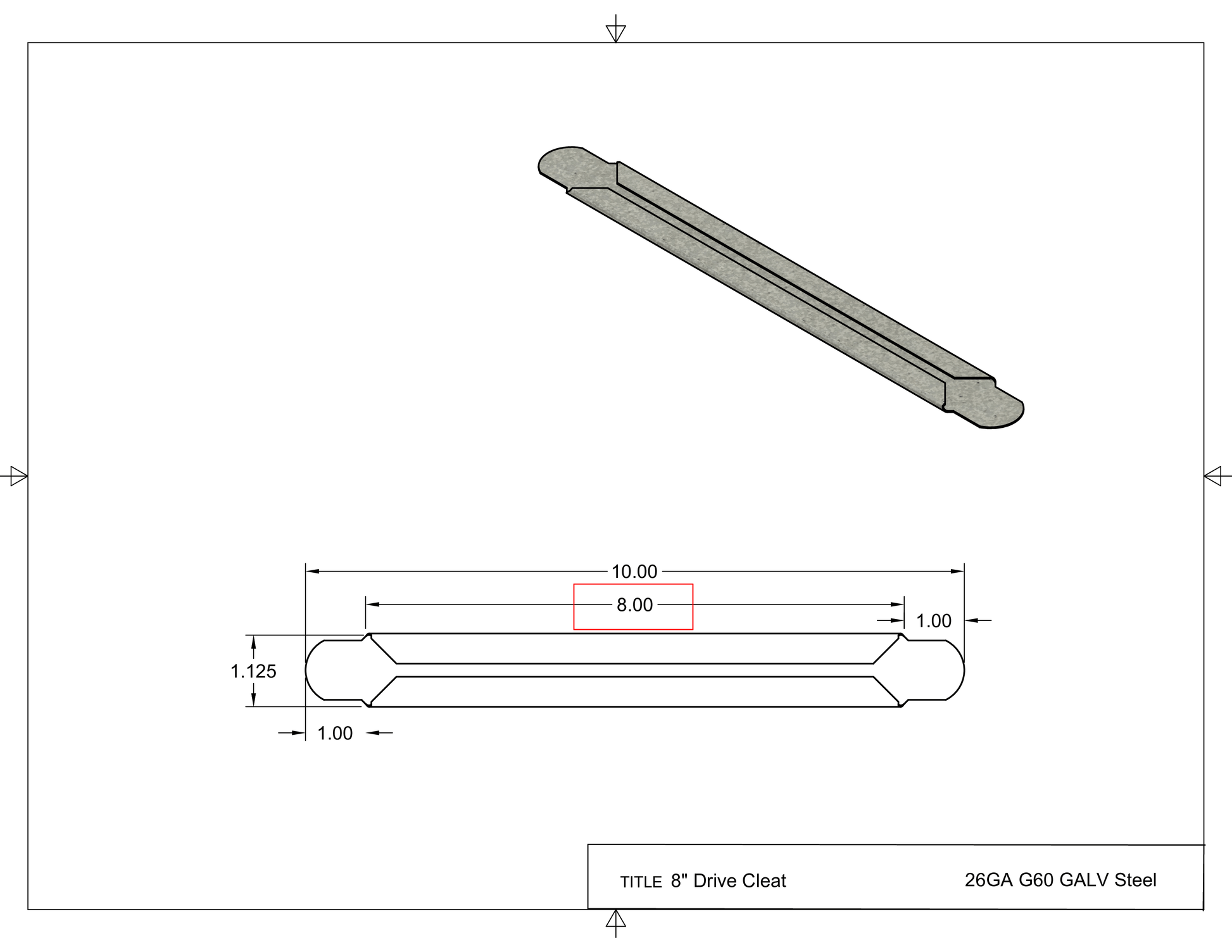 8 in sheet metal drive cleat