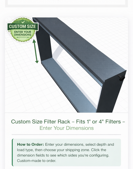 Custom size filter rack online visualizer instant pricing 